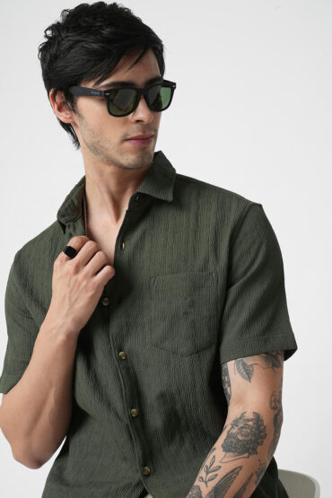 Hunter Green Textured Shirt