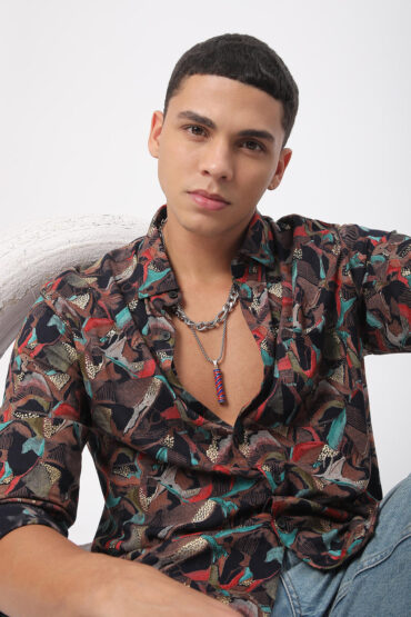 Abstract Black Foil Printed Shirt