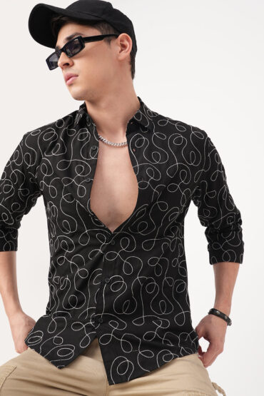 Premium Cotton Onyx Black Embroidered Shirt