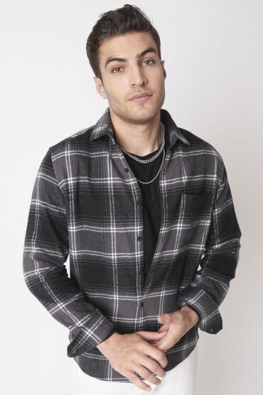 Super Soft Black & Grey Tartan Checked Flannel Shirt