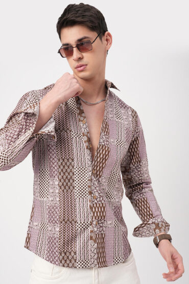 Brown Kalamkari Printed Shirt