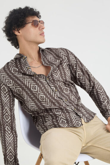 Penny Brown Ikat Printed Shirt