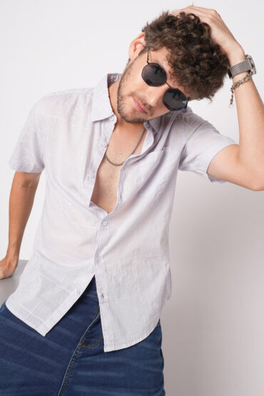 Cloud Grey Embroidered Shirt