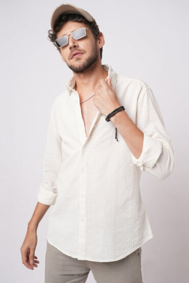 Lozenge Embroidered Ivory Shirt