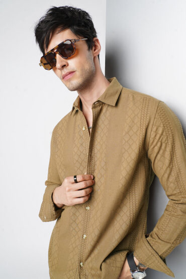 Russet Brown Embroidered Shirt