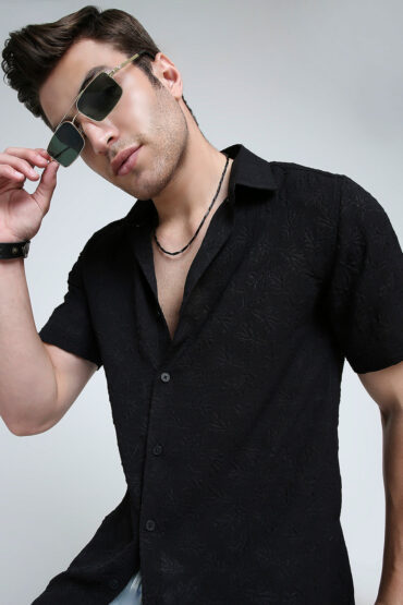 Onyx Black Floral Textured Shirt