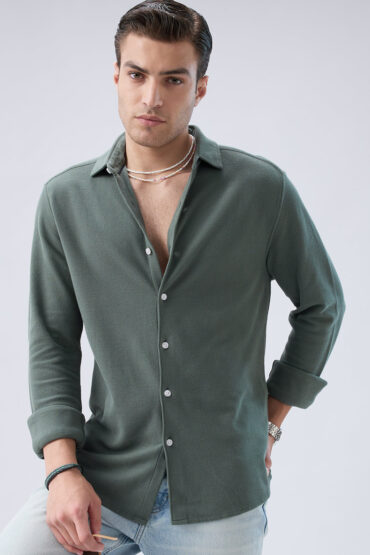 Forest Green Soft Weave Knit Shirt