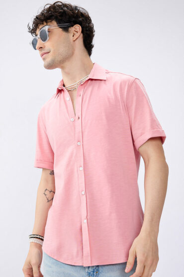 Rose Pink Blush Tone Knitted Shirt