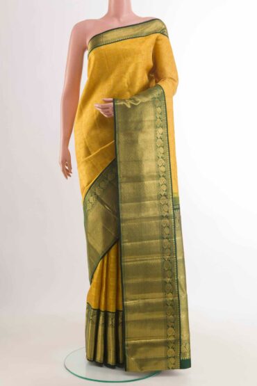 Pure Silk Pure Zari Yellow Kanjivaram Saree