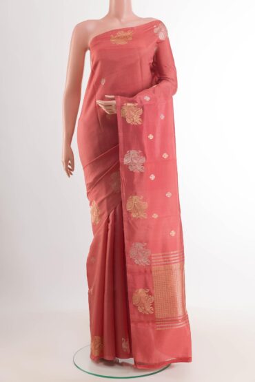 Coral Banarasi Katan Silk Saree