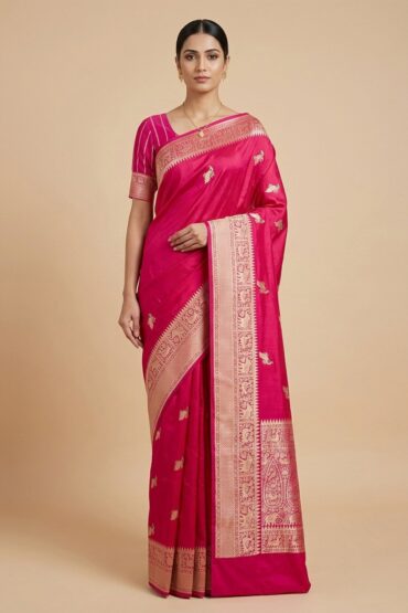 Red Dual Tone Banarasi Katan Silk Saree