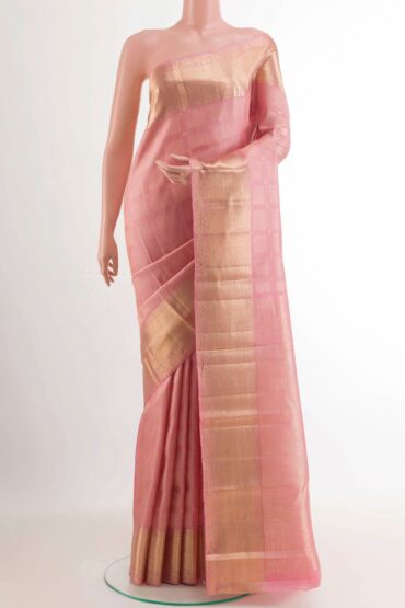 Rose pink Kanchipuram Silk Saree