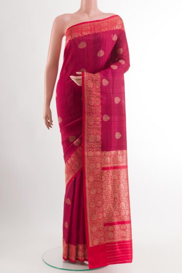 Maroon Banarasi Tussar Silk Saree