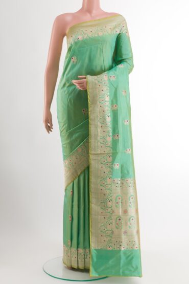 Light Green Dual Tone Banarasi Katan Silk Saree