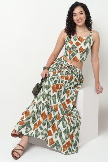 Printed Strappy Crop Top