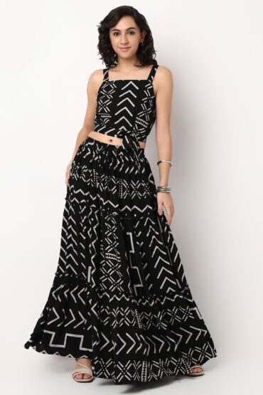 Printed Strappy Crop Top