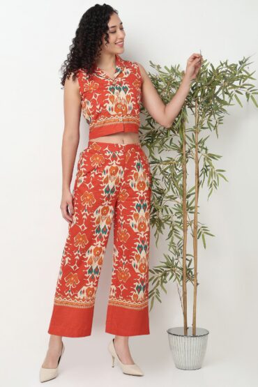 Printed V-Neck Crop Top