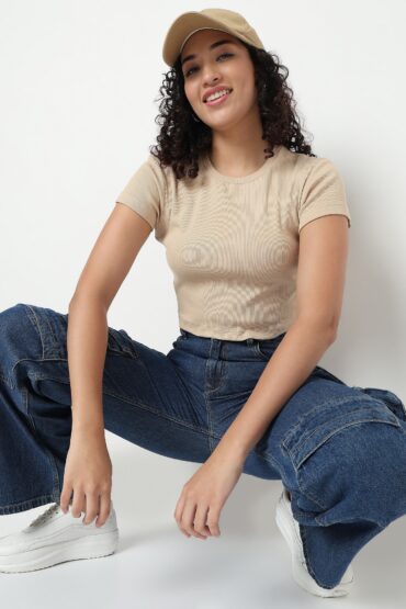 Round Neck Cotton Crop Top