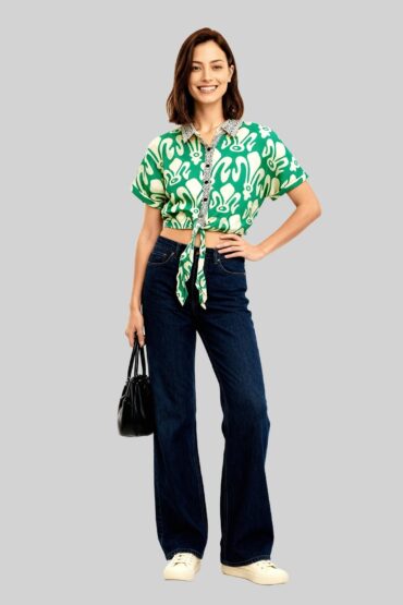 Embellished Lace Crop Top