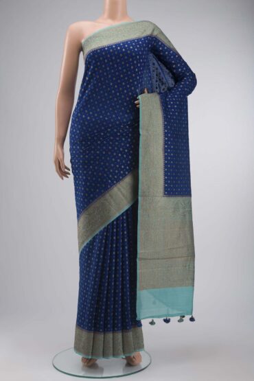 Blue Banarasi Raw Silk Saree