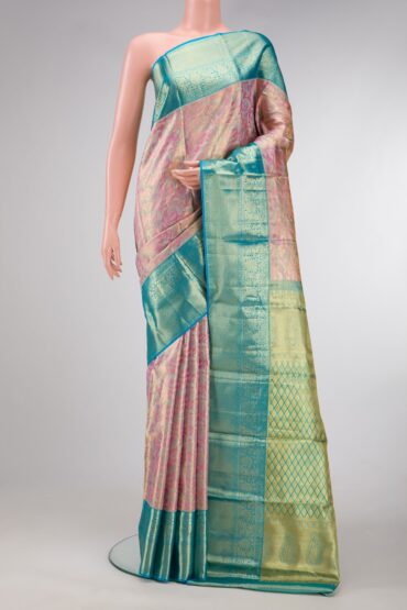 Pink Dual Tone Kanchipuram Tissue Silk Saree