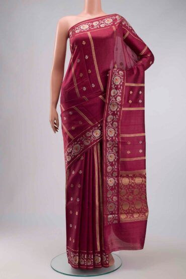 Magenta Banarasi Raw Silk Saree