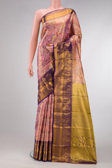 Pink Dual Tone Kanchipuram Tissue Silk Saree