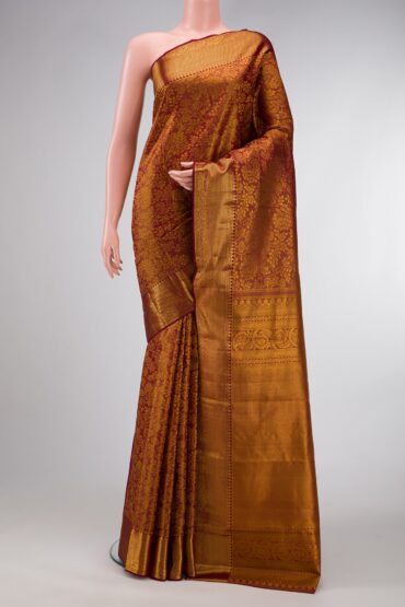 Maroon Dual Tone Kanchipuram Tissue Silk Saree