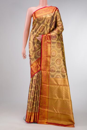 Gold Dual Tone Kanjivaram Tissue Silk Saree