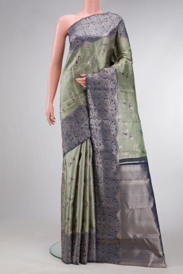 Grey Dual Tone Kanjivaram Tissue Silk Saree