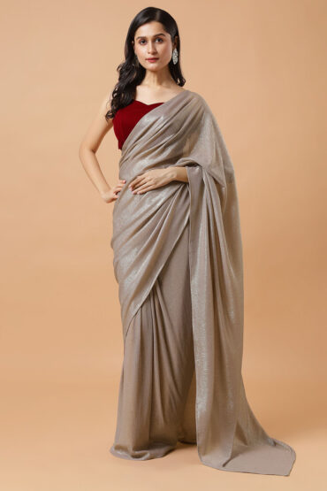 Elektra Gold Shimmer Crushed Georgette Aentic Saree