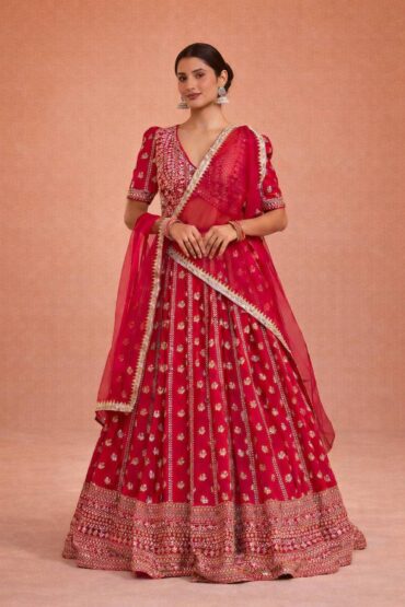 Prerna Pink Sequin & Zari Embroidered Faux Georgette Lehenga Saree