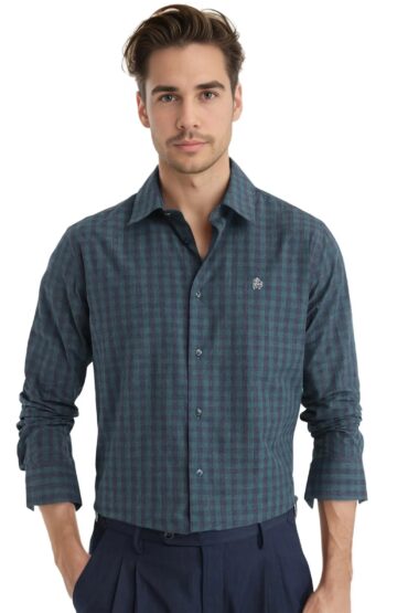 Aentic Men's Otts Dark Green Checked Print Regular Fit Full Sleeve Collared Shirt