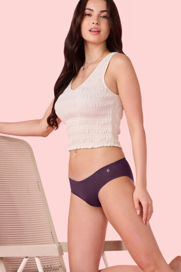 Aentic PB40 Innovations Invisi, All Day Comfort, Low Waist Bikini Panty for Women - No Visible Panty Lines, Sweat wicking, Free Cut, Regular Coverage -  Pack of 1 (Grape Wine)