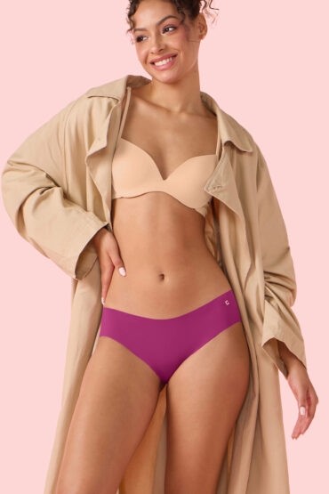 Aentic PB40 Innovations Invisi, All Day Comfort, Low Waist Bikini Panty for Women - No Visible Panty Lines, Sweat wicking, Free Cut, Regular Coverage -  Pack of 1 (Queen Pink)