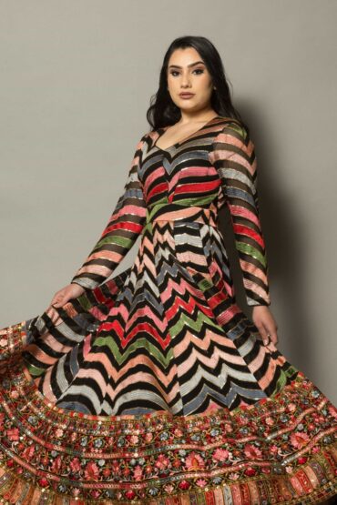 Multicolor Georgette Floral Embroidered Designer Gown