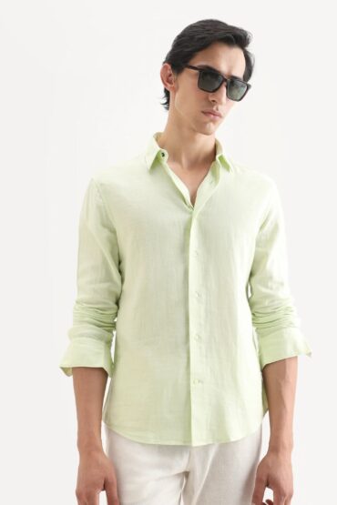 Aentic Men's Layerr-Ls Dusky Green Cotton Fabric Full Sleeve Spread Collar Regular Fit Plain Shirt