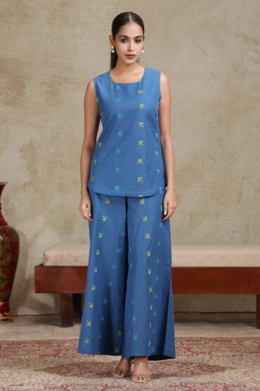 Royal Blue Solid Cotton Straight Co-ord Set