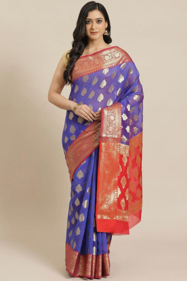 Pia Navy Blue Woven Art Silk Aentic Saree