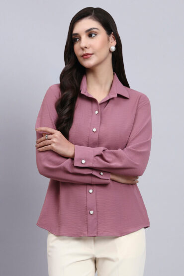 Women Classic Pink Satin Shirt