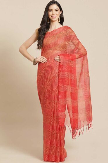 Hillary Red Woven Art Silk Aentic Saree