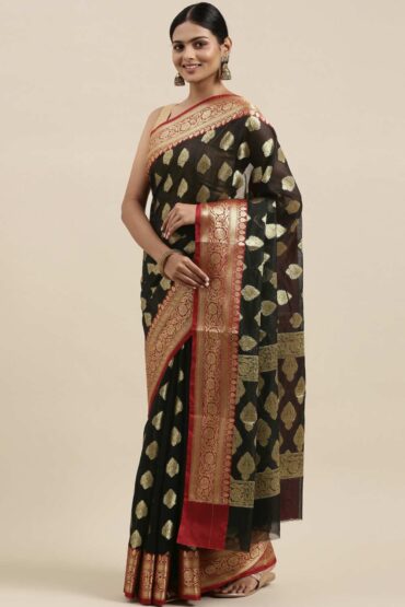 Jenna Black Zari Woven Art Silk Aentic Saree