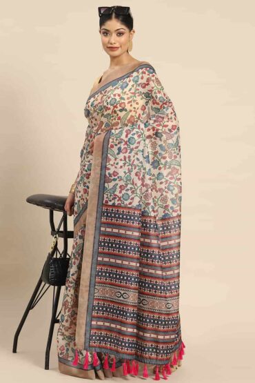 Casey Multi-Color Cotton Block Printed Aentic Saree