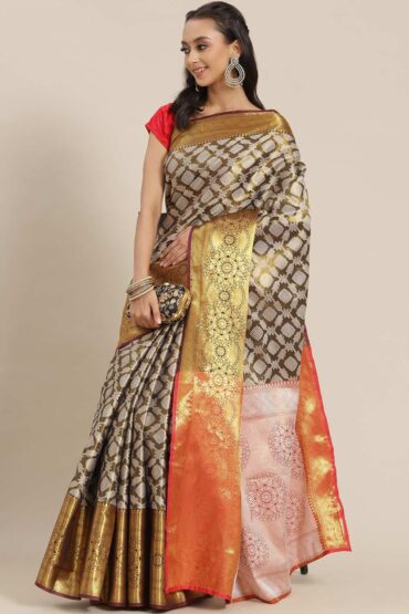 Arti Mahendi Soft Art Silk Floral Printed Banarasi Aentic Saree
