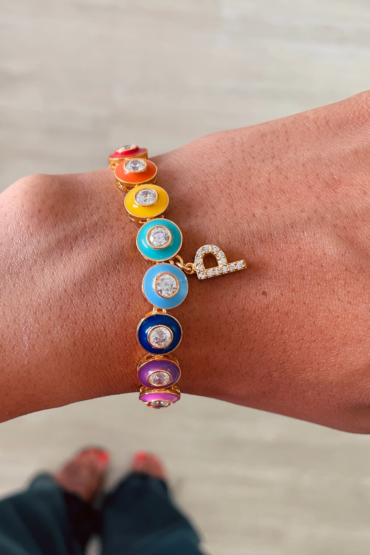 Personalised Brighter than the Rainbow Single Letter Bracelet