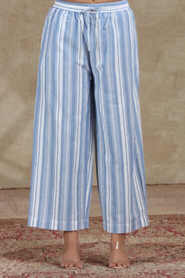 Blue Yarn-dyed Straight Pant