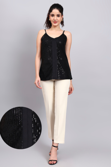 Women Black Sequence Camisole