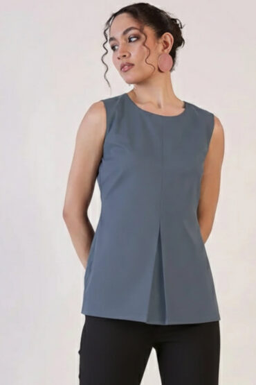 Women Grey Round Neck Top