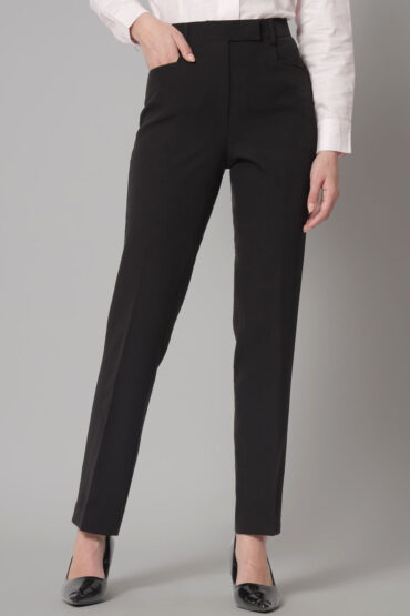 Women Black Mid-Rise Pleated Formal Trousers