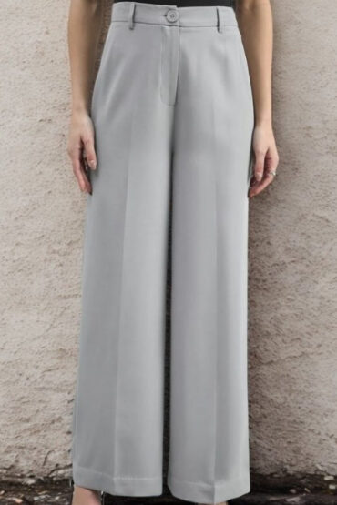 Women Grey Straight Fit High-Rise Trousers